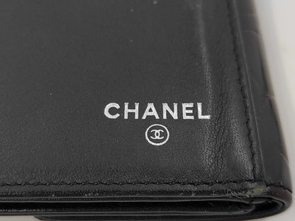 Chanel Camellia Flap Organizer Camellia Lambskin, Black, Leather, Wallet