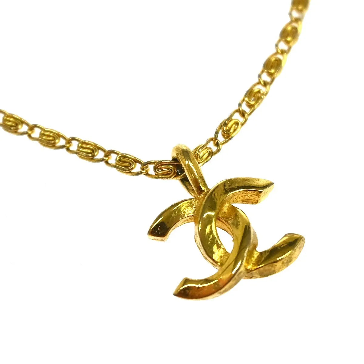 Chanel Vintage CC Pendant Metal with Crystals, Gold, Gold Plated, Necklace