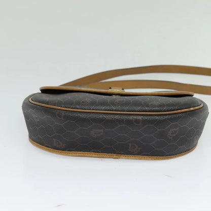 Christian Dior Vintage Honeycomb Flap Canvas and Leather, Black, Canvas, Shoulder Bag