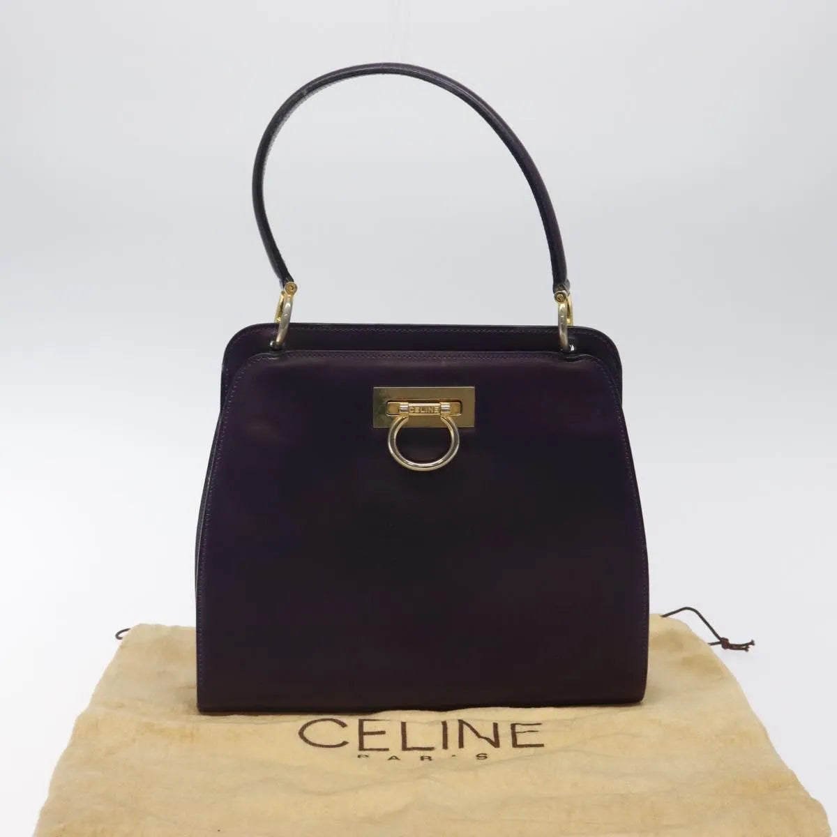 Celine vintage Leather, Purple, Leather, Handbag