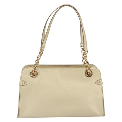 Salvatore Ferragamo Gancini Leather, Gold, Leather, Shoulder Bag