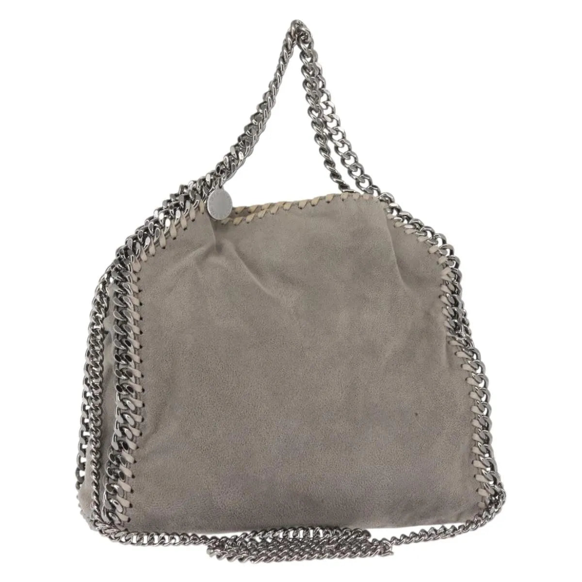 Stella McCartney Falabella Fold Over Faux Suede, Gray, Synthetic, Shoulder Bag