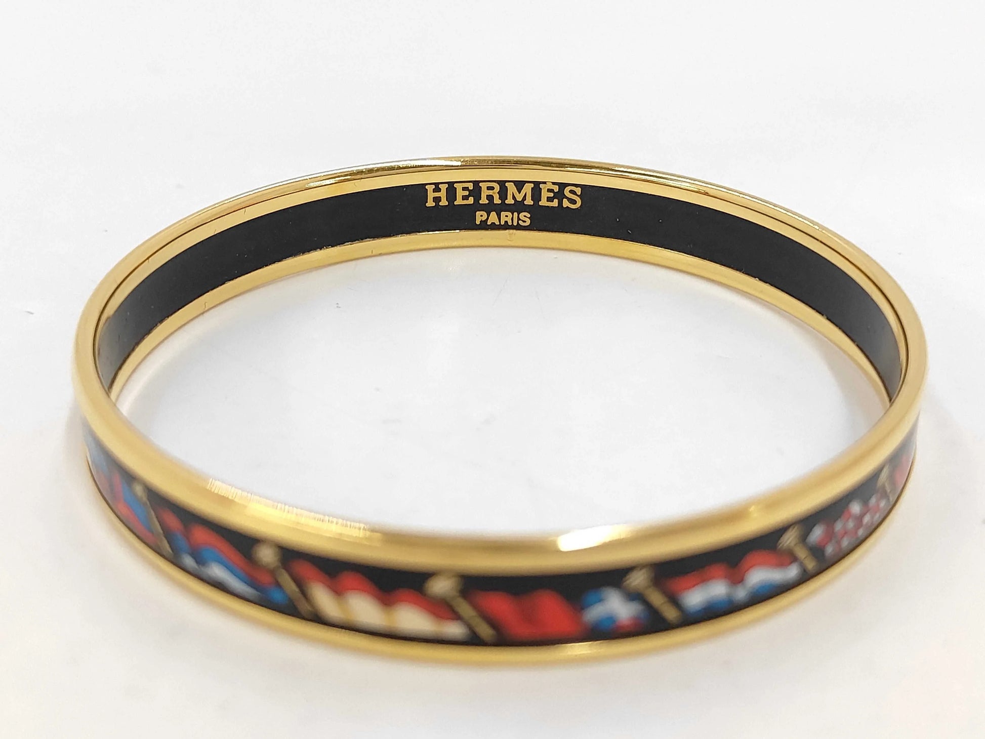 Hermes Uni Bangle Enamel, Multicolour, Metal, Bracelet
