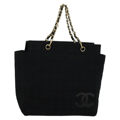 Chanel Chocolate Bar CC Tote Cotton, Black, Cotton, Tote Bag