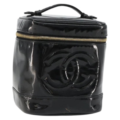 Chanel Vintage Timeless Cosmetic Case Patent, Black, Patent Leather, Handbag