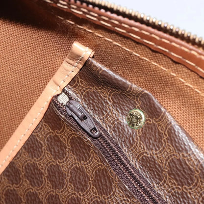 Celine Vintage Macadam Boston Canvas and Leather, Brown, Canvas, Handbag
