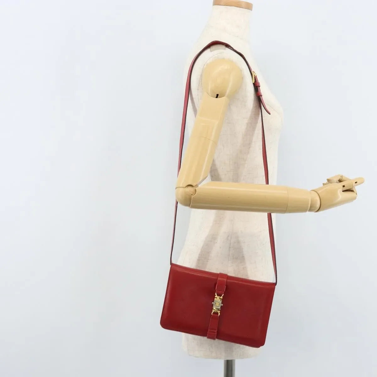 Celine Vintage Leather, Red, Leather, Shoulder Bag