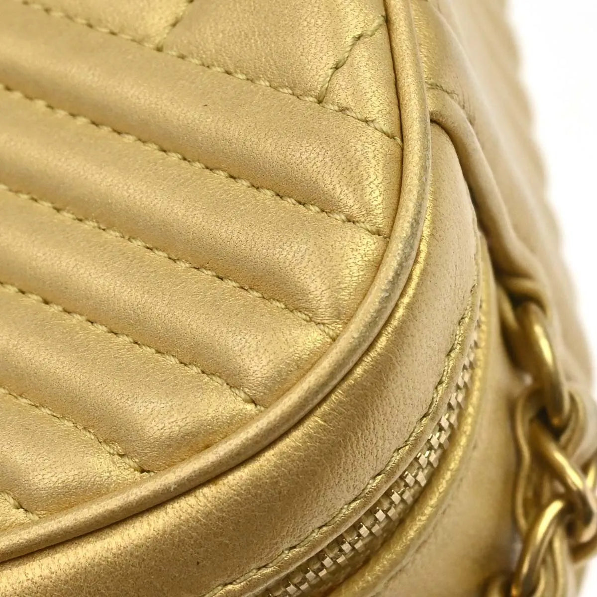 Chanel Coco Boy Camera Quilted Leather, Gold, Leather, Shoulder Bag