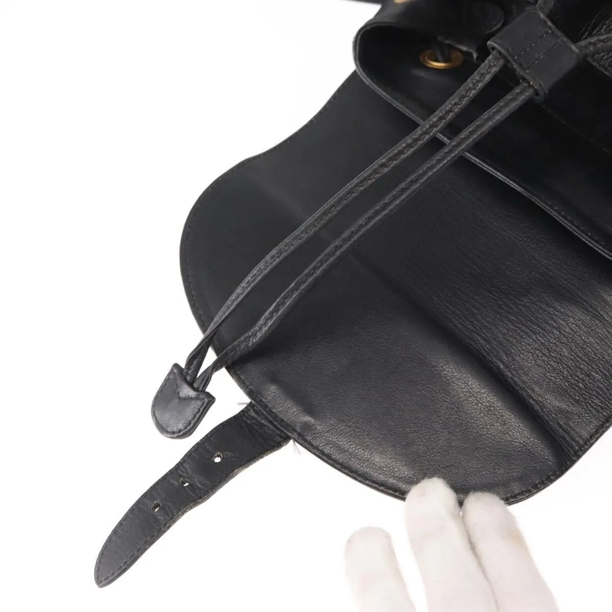 Gucci Vintage Bamboo Leather, Black, Leather, Backpack