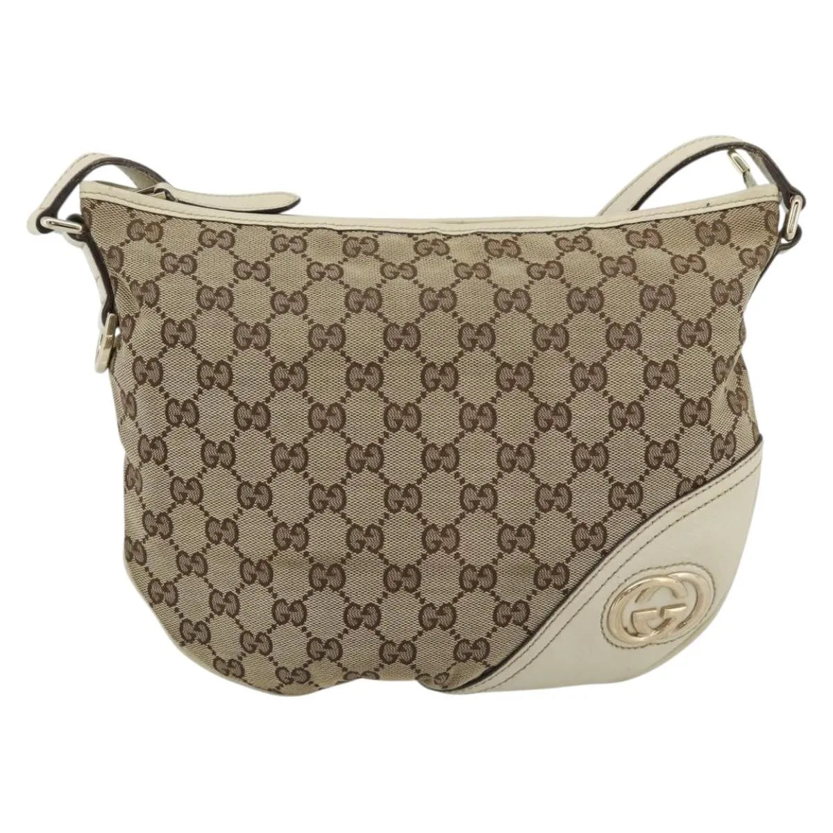 Gucci Britt Half Moon Hobo GG Canvas, Beige, Canvas, Shoulder Bag