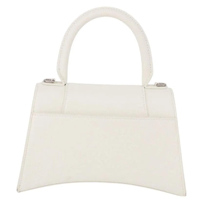 Balenciaga Hourglass Top Handle Leather, White, Leather, Handbag