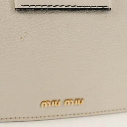 Miu Miu Madras Crystal Buckle Leather, White, Leather, Shoulder Bag