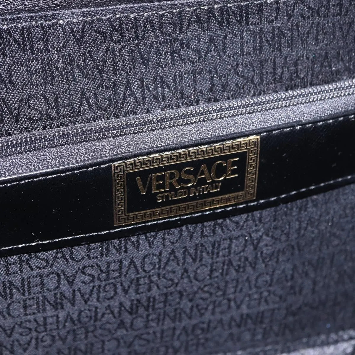 Versace Vintage Leather, Black, Leather, Handbag