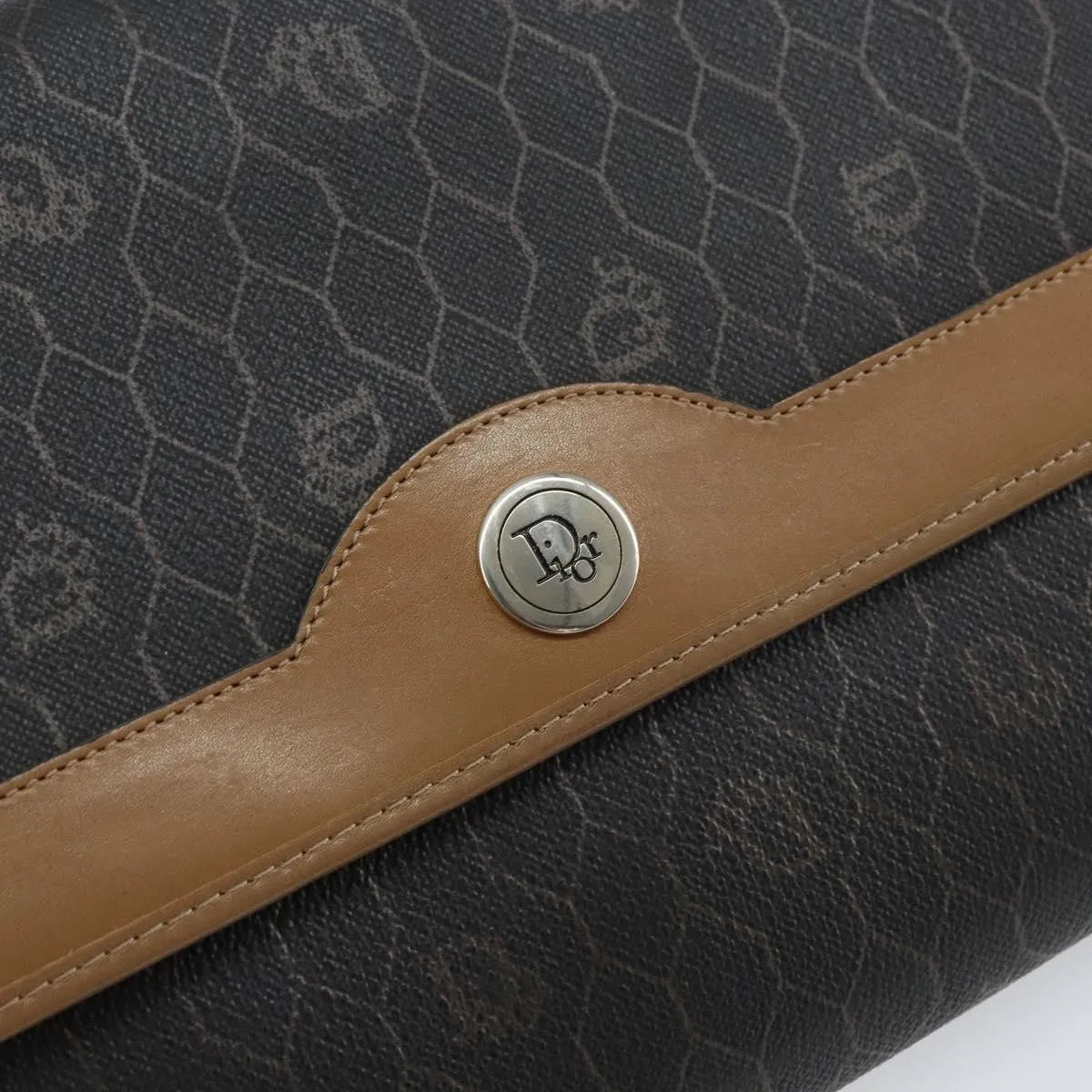 Christian Dior Vintage Honeycomb chain Canvas, Black, Canvas, Shoulder Bag