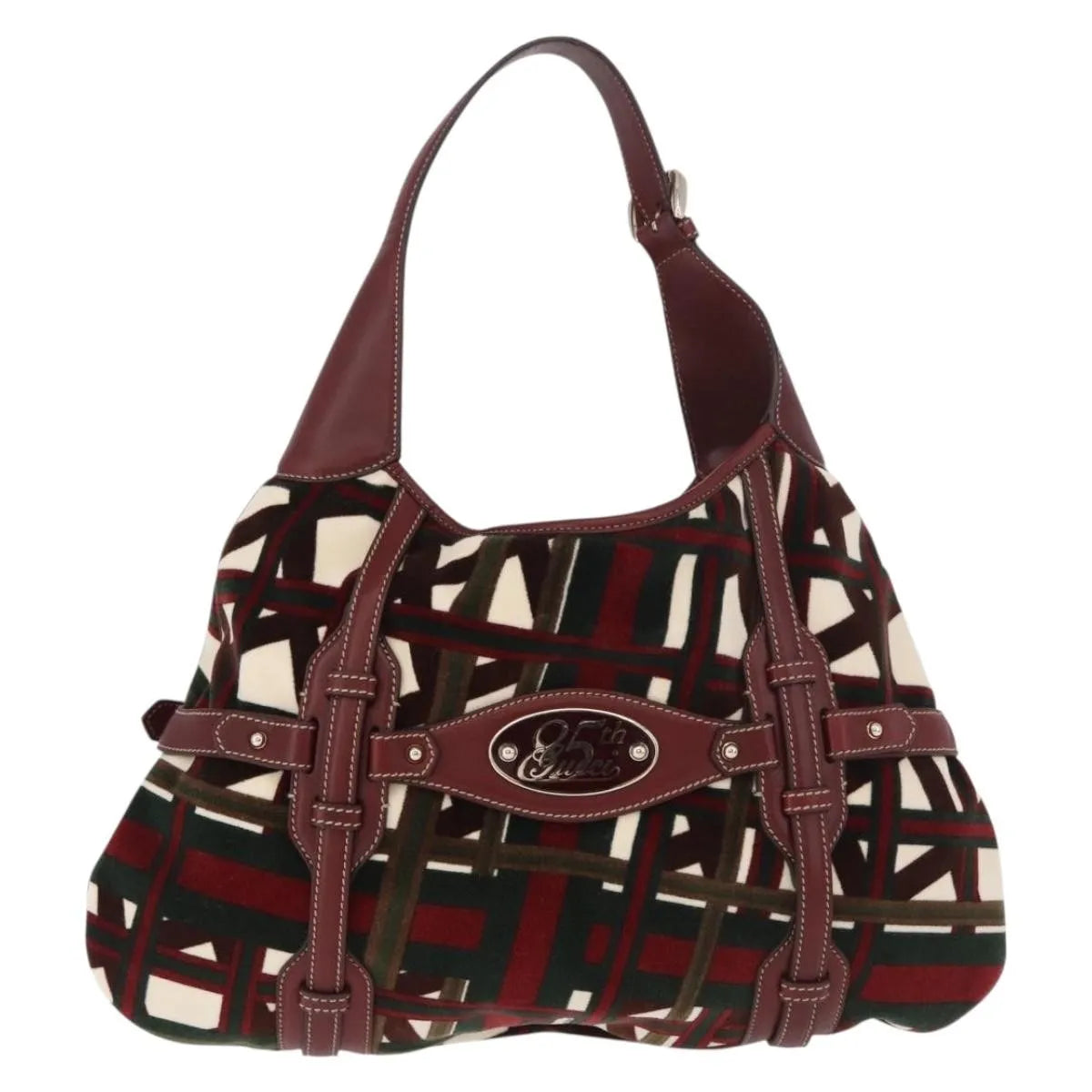 Gucci Vintage Jackie Shoulder Canvas and Leather, Green, Canvas, Shoulder Bag