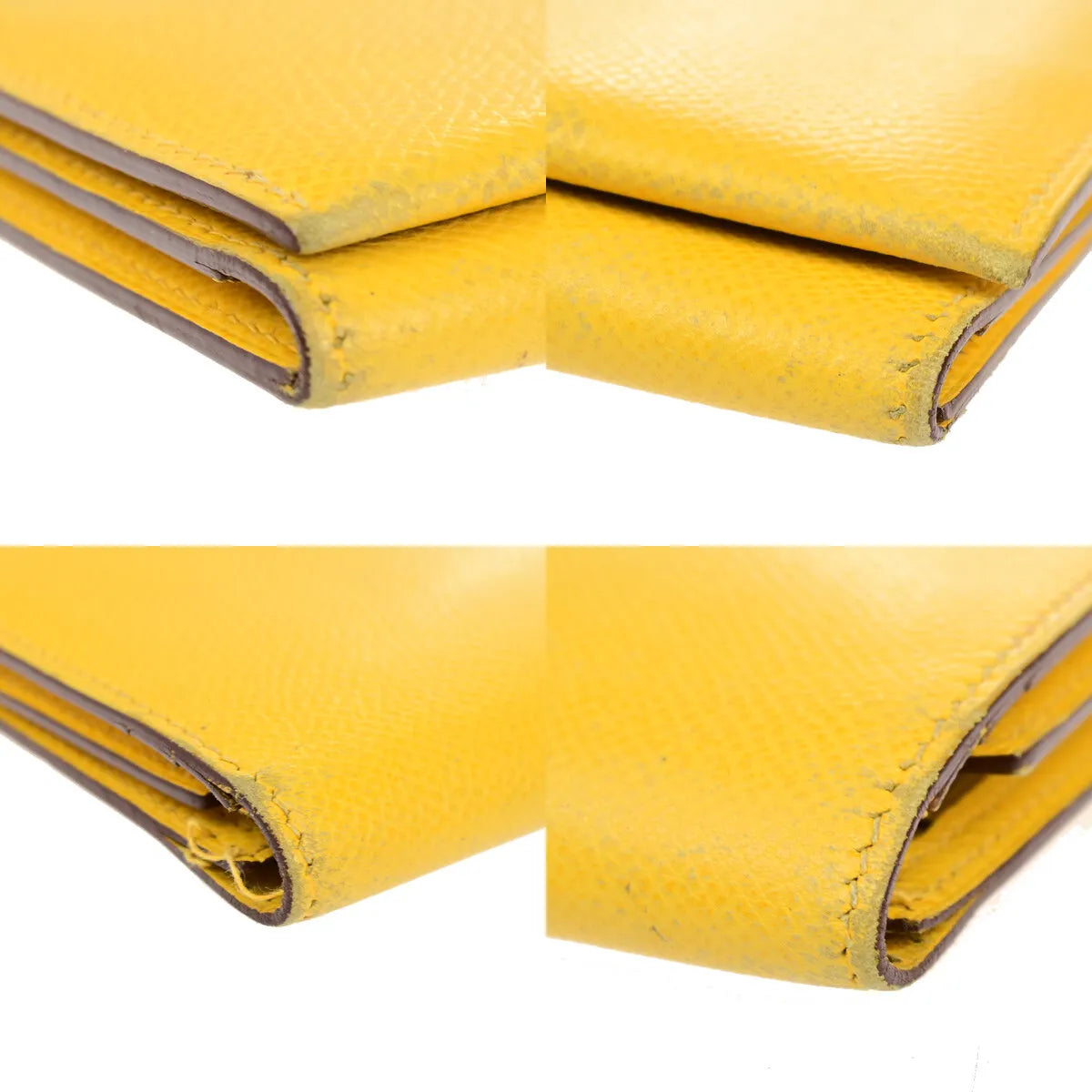 Hermes Bearn Trifold Epsom, Yellow, Leather, Wallet