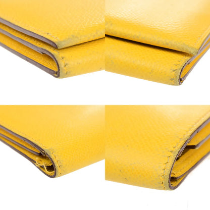 Hermes Bearn Trifold Epsom, Yellow, Leather, Wallet
