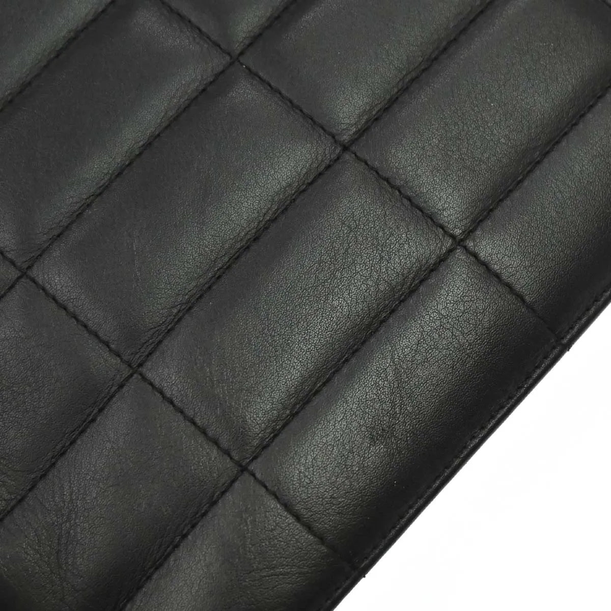 Chanel Vintage Chocolate Bar Tote Quilted Leather, Black, Leather, Tote Bag