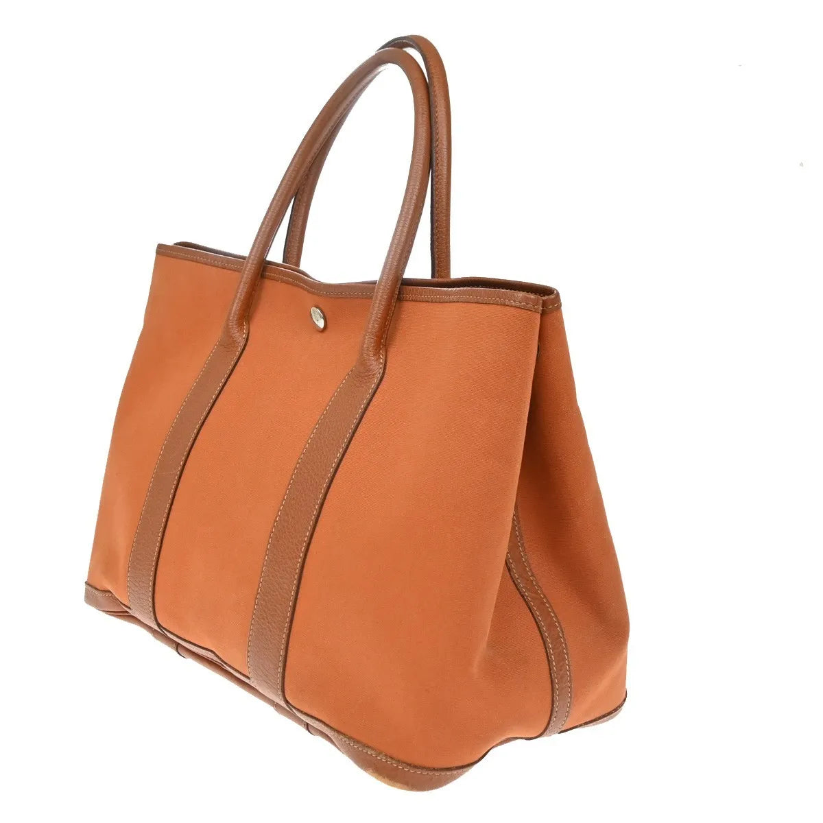 Hermes Garden Party Toile and Leather, Orange, Canvas, Handbag