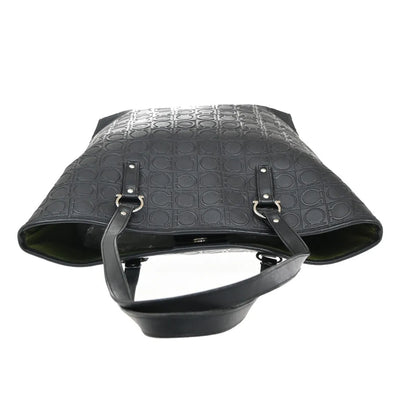 Salvatore Ferragamo Gancini Tote Gancini Canvas, Black, Canvas, Tote Bag