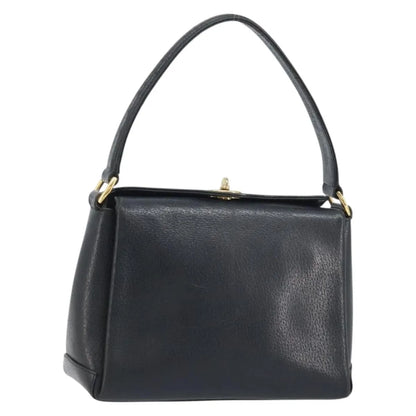 Gucci Vintage Convertible Bamboo Box Leather, Black, Leather, Handbag