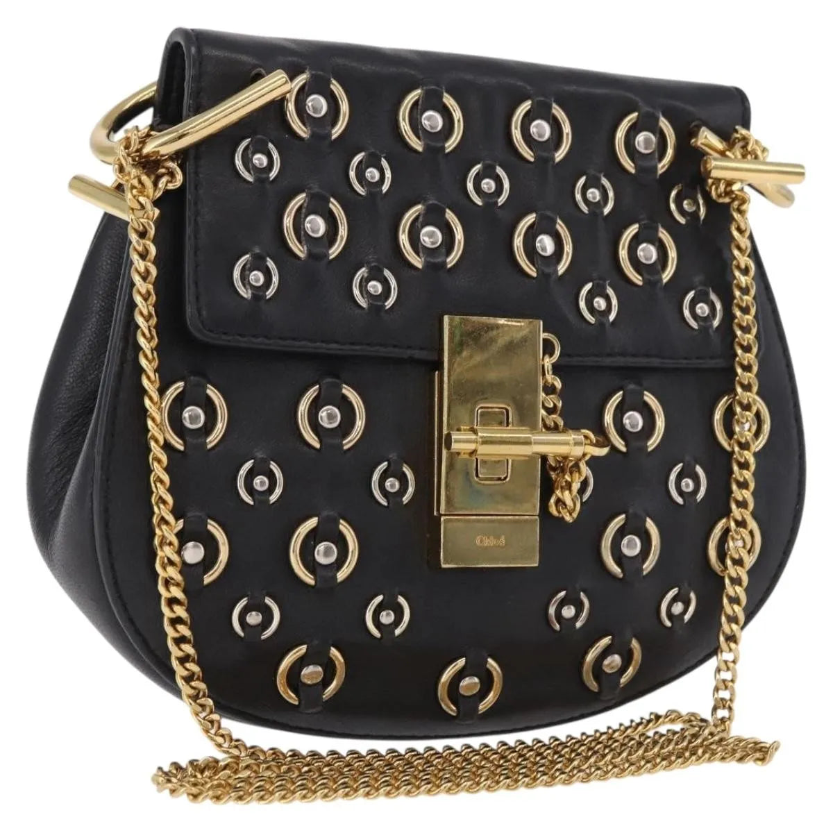 Chloe Drew Leather, Black, Leather, Shoulder Bag