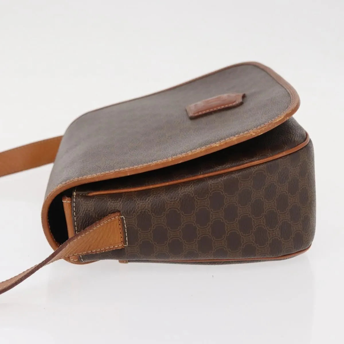 Celine Vintage Macadam Canvas, Brown, Canvas, Shoulder Bag