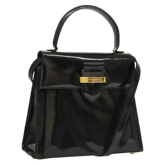 Salvatore Ferragamo Vintage Patent leather, Black, Patent Leather, Handbag
