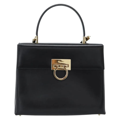 Salvatore Ferragamo Convertible Top Handle Leather, Black, Leather, Handbag