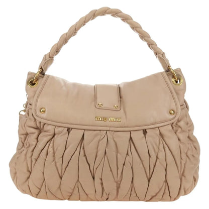 Miu Miu Madras Convertible Lock Tote Leather, Pink_gold, Leather, Handbag