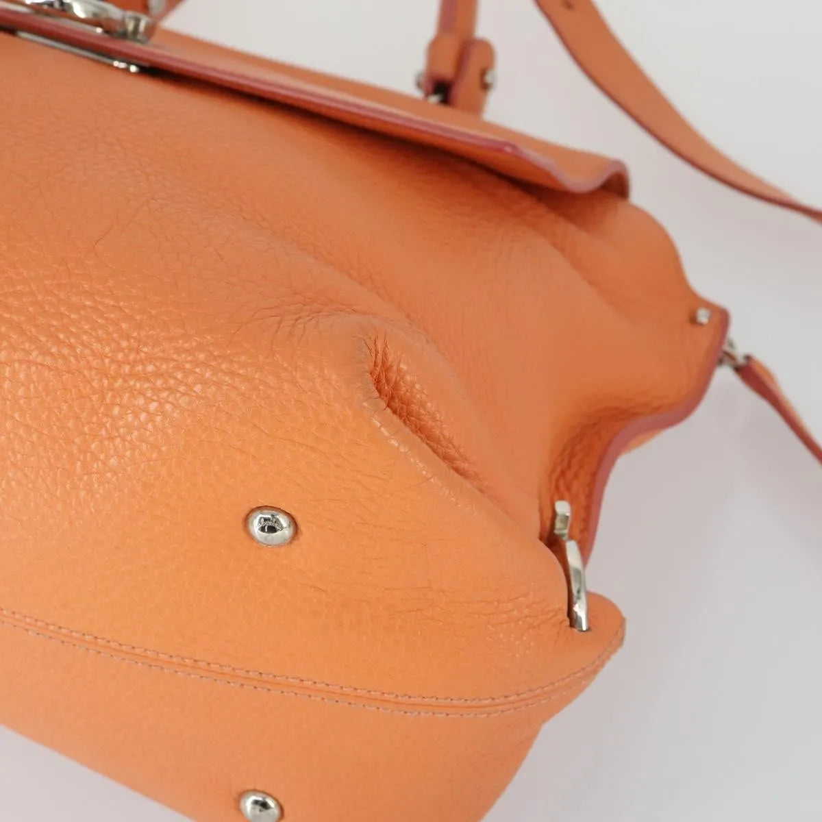 Salvatore Ferragamo Sofia Satchel Grainy Leather, Orange, Leather, Handbag