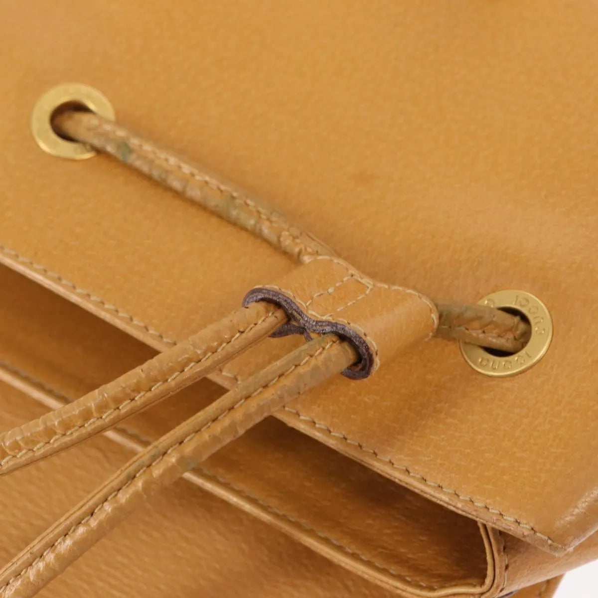 Gucci Vintage Bamboo Leather, Brown, Leather, Backpack