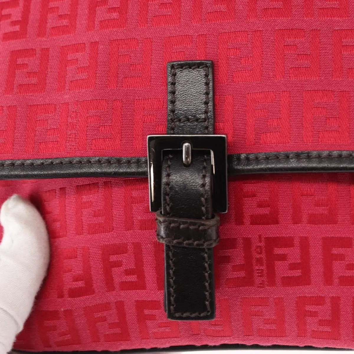 Fendi Vintage Flap Zucchino Canvas, Red, Canvas, Shoulder Bag