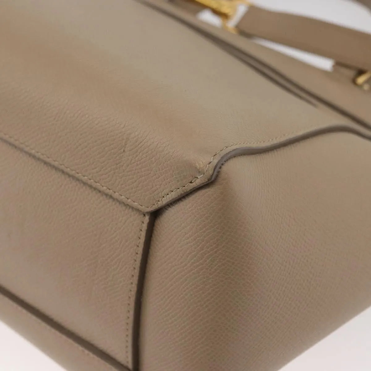 Celine Belt Calfskin, Beige, Leather, Handbag