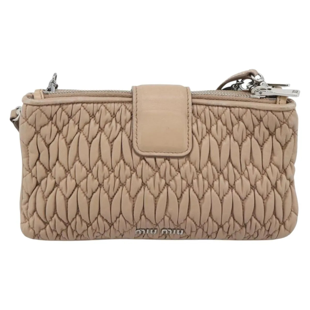 Miu Miu Crystal Convertible Chain Matelasse Leather, Pink, Leather, Shoulder Bag