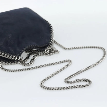 Stella McCartney Falabella Fold Over Faux Leather, Navy, Polyester, Shoulder Bag
