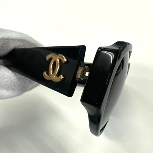 Chanel CHANEL Logo Sunglasses Eye Wear Plastic, Black, Plastic, Sunglasses