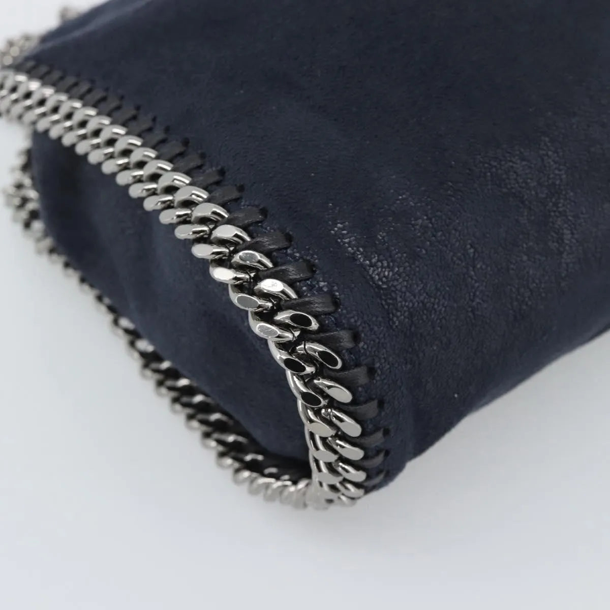 Stella McCartney Falabella Fold Over Faux Leather, Navy, Polyester, Shoulder Bag