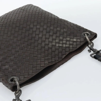 Bottega Veneta Flat Messenger Intrecciato Nappa, Brown, Leather, Crossbody Bag