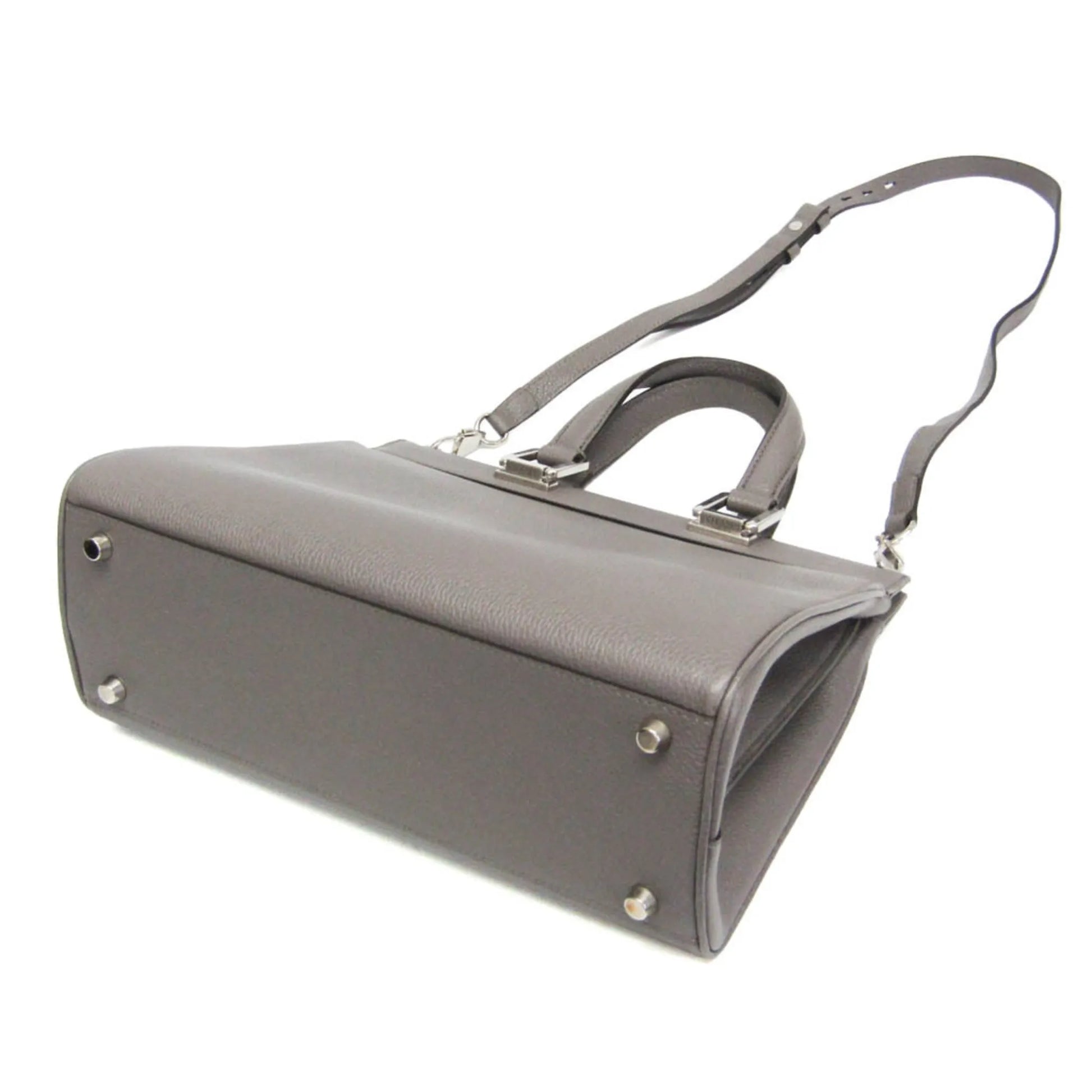 Gucci Zumi Top Handle Leather, Gray, Leather, Handbag