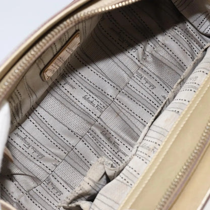 Salvatore Ferragamo Gancini Leather, Gold, Leather, Shoulder Bag