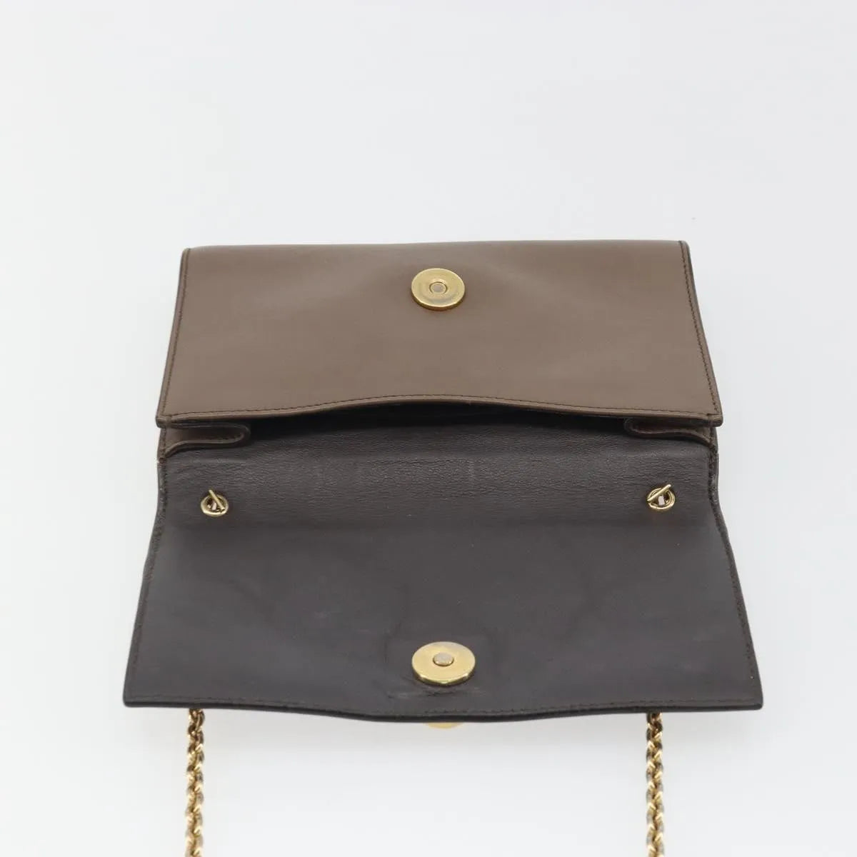 Salvatore Ferragamo Gancini Chain Leather, Gray, Leather, Shoulder Bag