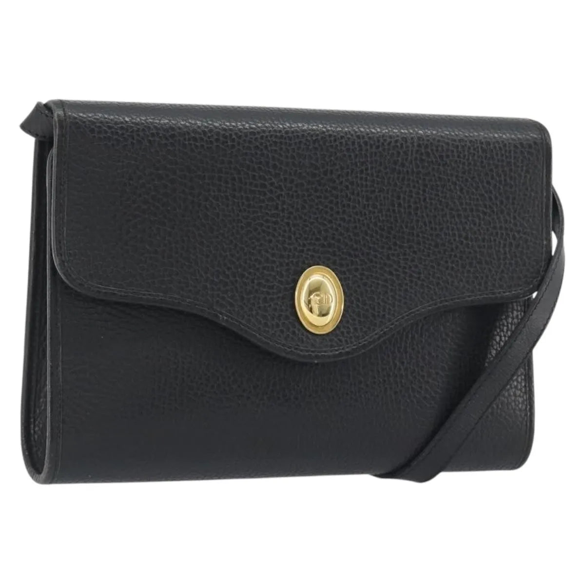 Christian Dior Vintage CD Flap Leather, Black, Leather, Shoulder Bag