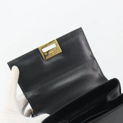Salvatore Ferragamo Gancini Convertible Top Handle Leather, Black, Leather, Handbag