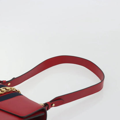Gucci Sylvie Leather, Red, Leather, Shoulder Bag