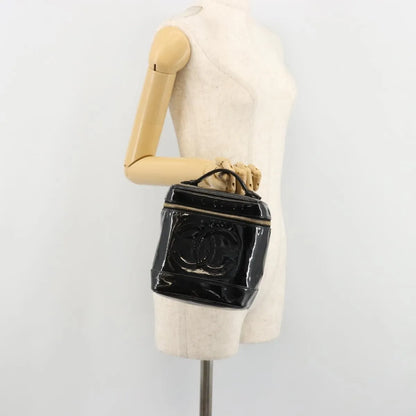 Chanel Vintage Timeless Cosmetic Case Patent, Black, Patent Leather, Handbag