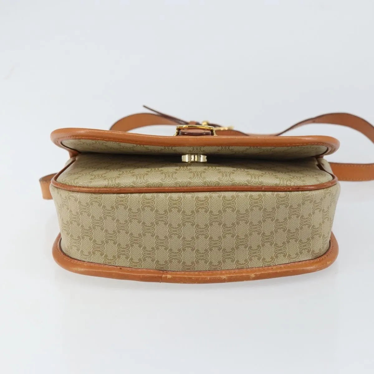 Celine Vintage Macadam Canvas and Leather, Beige, Canvas, Shoulder Bag
