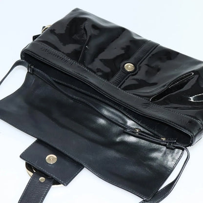 Bvlgari Chandra Flap Enamel, Black, Patent Leather, Shoulder Bag