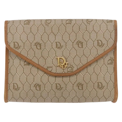 Christian Dior Vintage Honeycomb chain Canvas, Beige, Canvas, Shoulder Bag