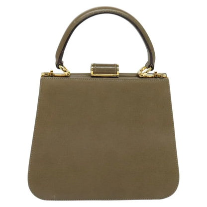 Salvatore Ferragamo Gancini Leather, Brown, Leather, Handbag